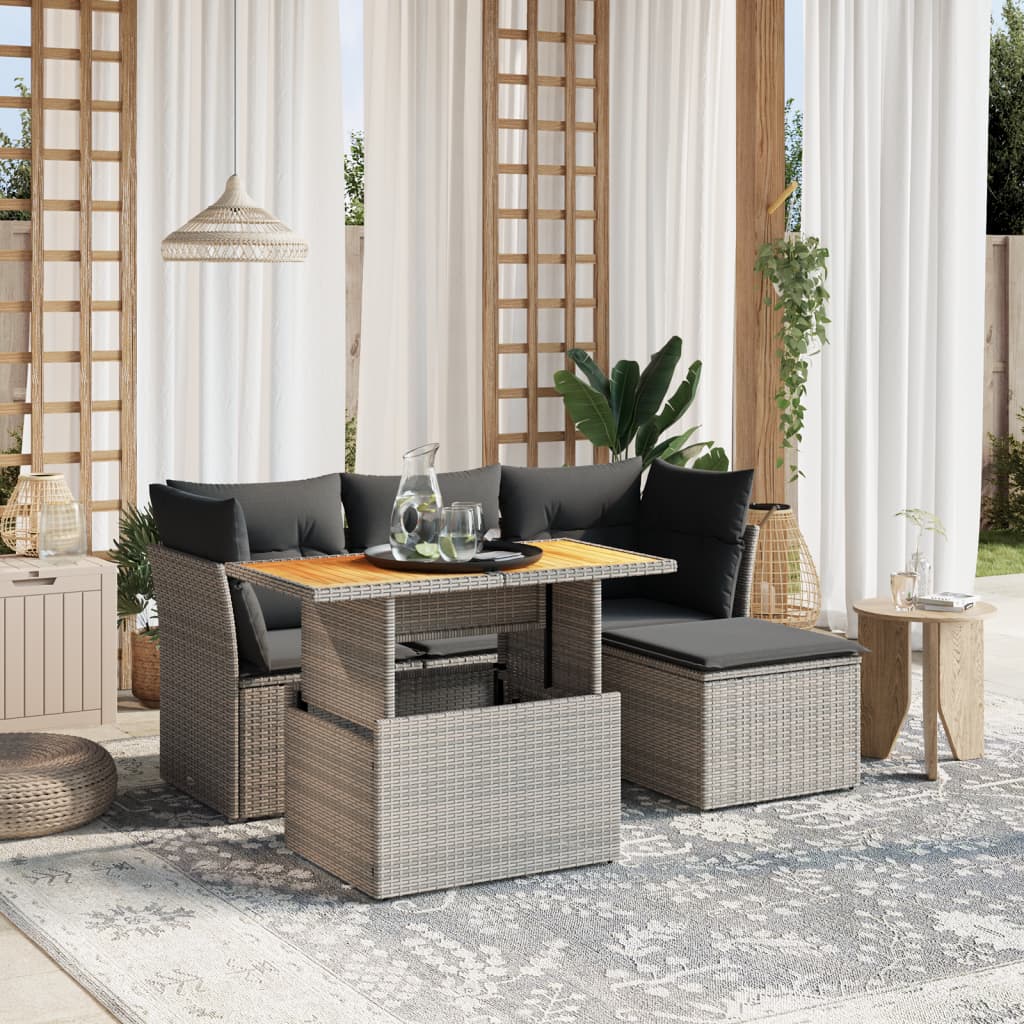 Set Mobilier De Grădină Cu Perne, 6 Piese, , Poliratan