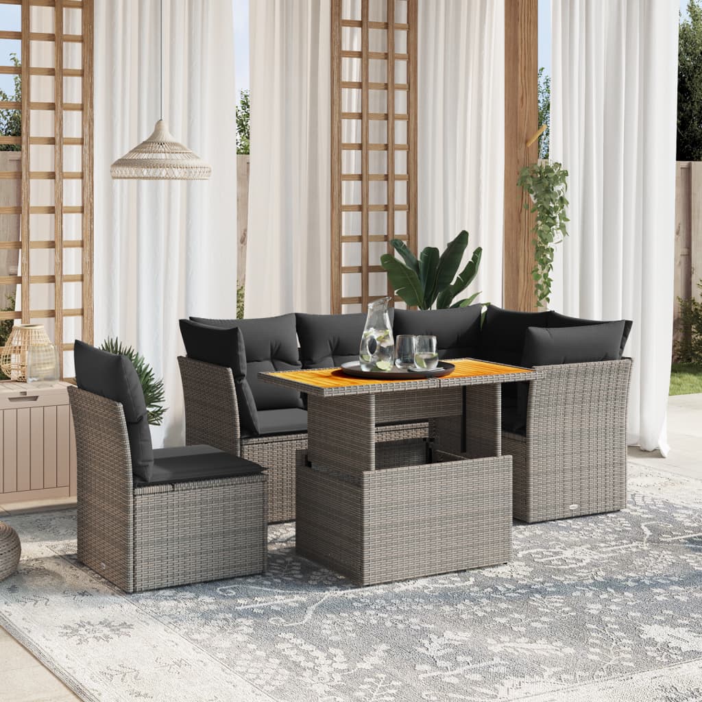Set Canapele De Grădină Cu Perne, 5 Piese, Bej, Poliratan