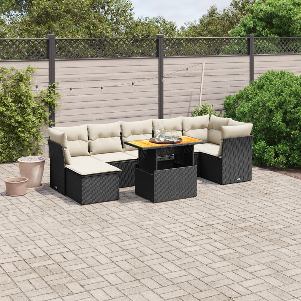 Set Mobilier De Grădină Cu Perne, 8 Piese, , Poliratan