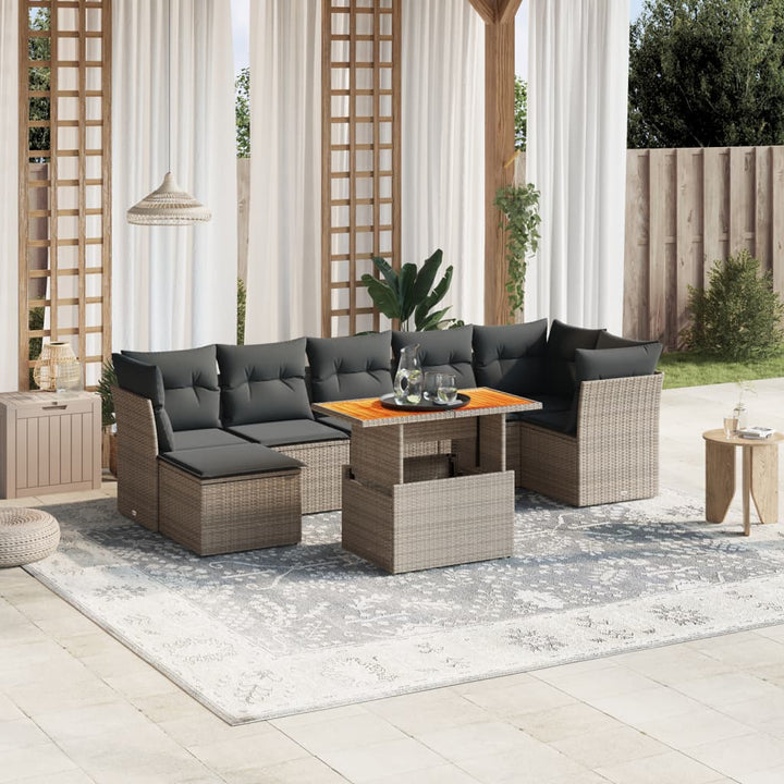 Set Mobilier De Grădină Cu Perne, 8 Piese, , Poliratan
