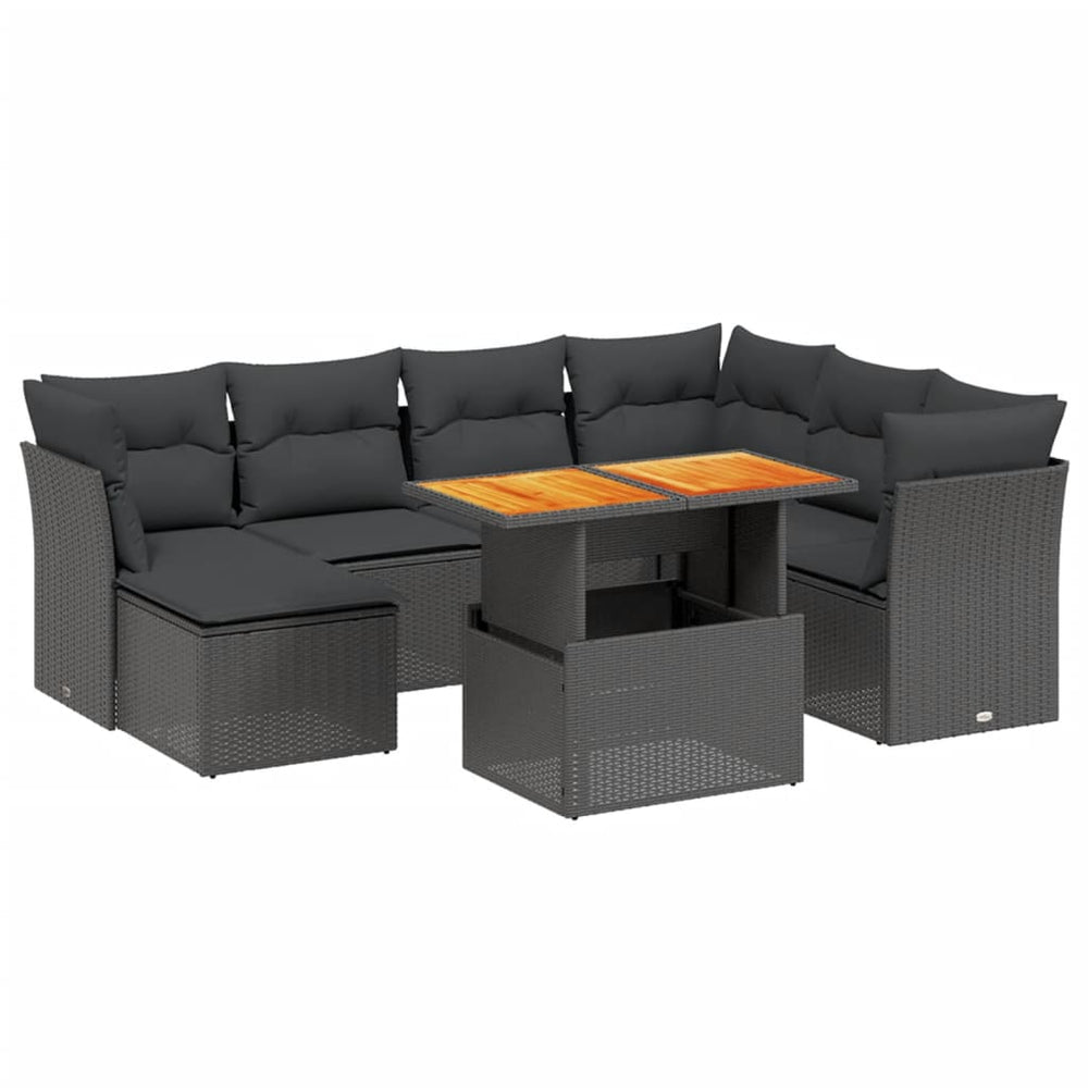 Set Mobilier De Grădină Cu Perne, 8 Piese, , Poliratan