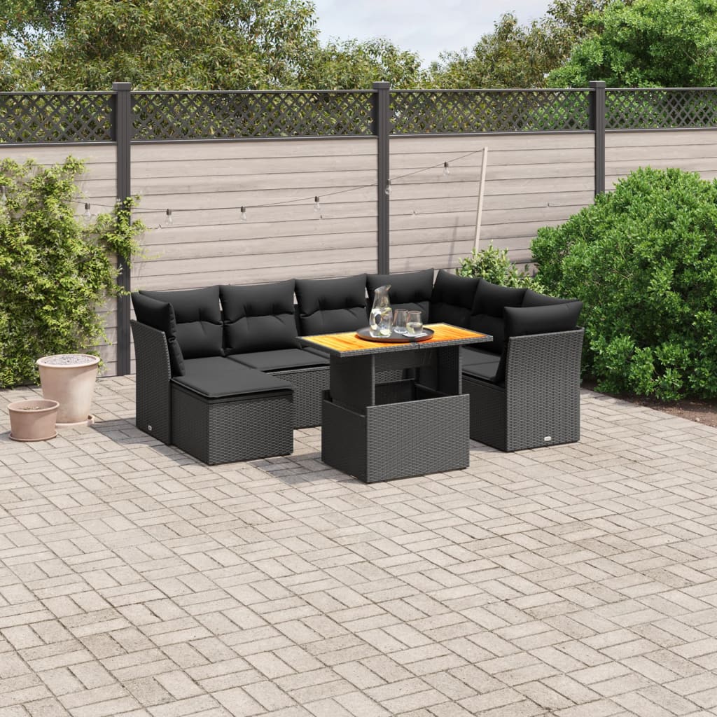 Set Mobilier De Grădină Cu Perne, 8 Piese, , Poliratan
