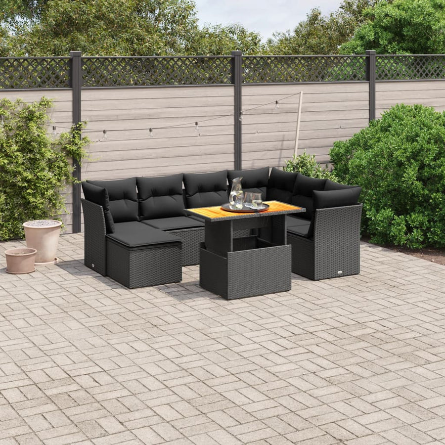 Set Mobilier De Grădină Cu Perne, 8 Piese, , Poliratan