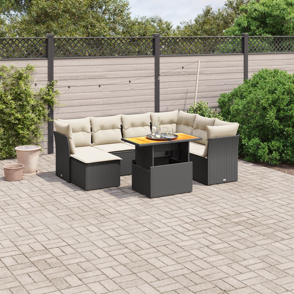 Set Mobilier De Grădină Cu Perne, 8 Piese, , Poliratan