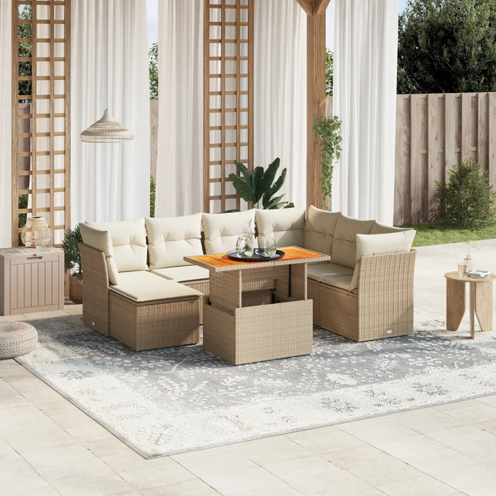 Set Mobilier De Grădină Cu Perne, 8 Piese, , Poliratan