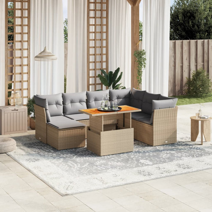 Set Mobilier De Grădină Cu Perne, 8 Piese, , Poliratan