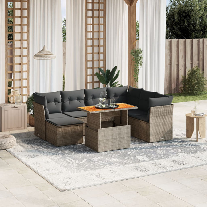 Set Mobilier De Grădină Cu Perne, 8 Piese, , Poliratan