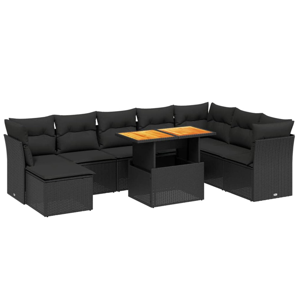 Set Mobilier De Grădină Cu Perne, 9 Piese, , Poliratan