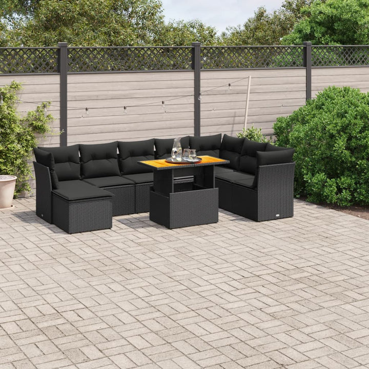 Set Mobilier De Grădină Cu Perne, 9 Piese, , Poliratan