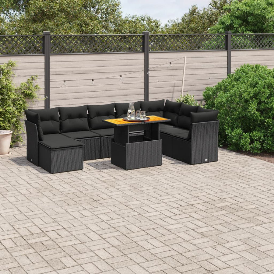 Set Mobilier De Grădină Cu Perne, 9 Piese, , Poliratan