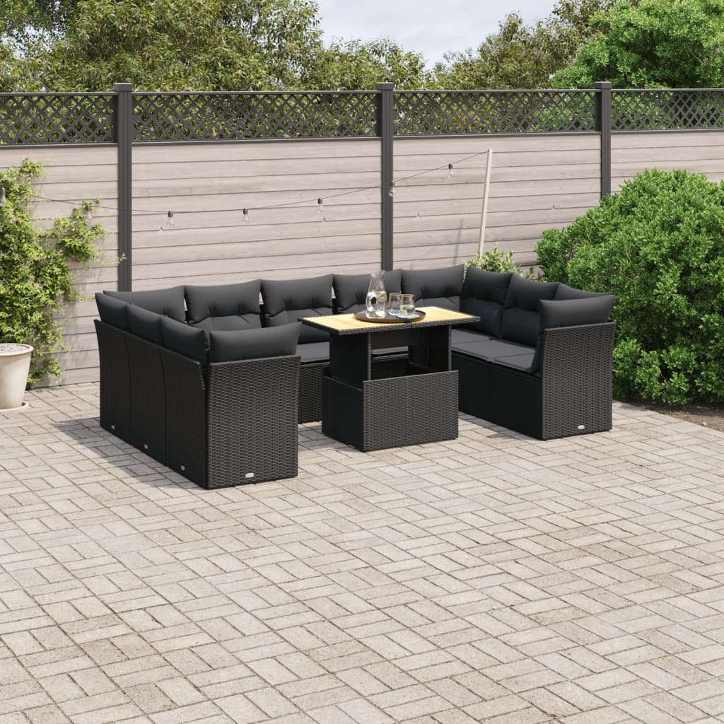 Set Canapele De Grădină Cu Perne, 10 Piese, , Poliratan