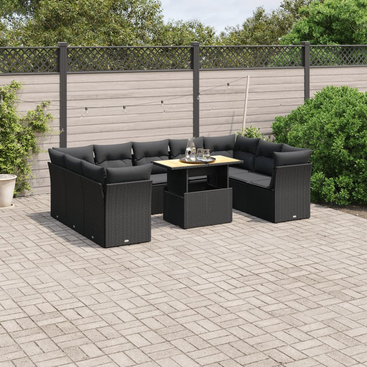 Set Canapele De Grădină Cu Perne, 10 Piese, , Poliratan