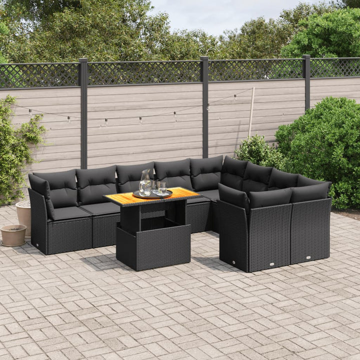 Set Canapele De Grădină Cu Perne, 10 Piese, , Poliratan