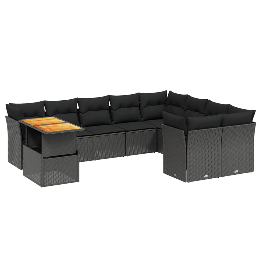 Set Canapele De Grădină Cu Perne, 10 Piese, , Poliratan
