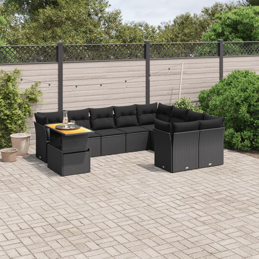 Set Canapele De Grădină Cu Perne, 10 Piese, , Poliratan