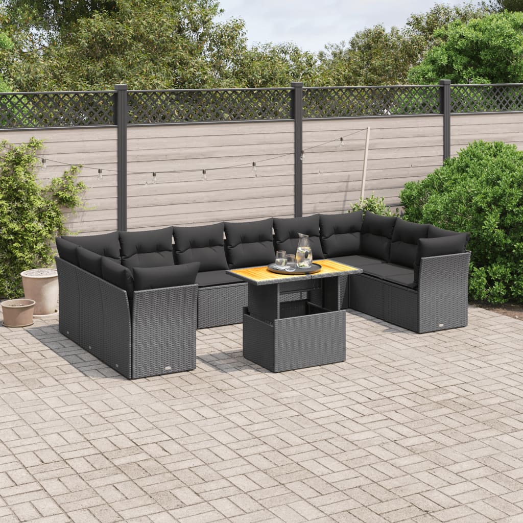 Set Canapele De Grădină Cu Perne, 11 Piese, , Poliratan