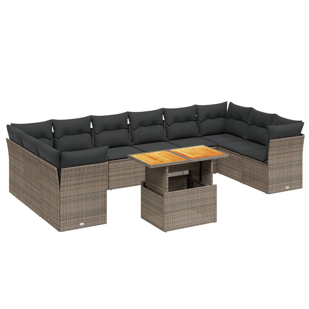 Set Canapele De Grădină Cu Perne, 11 Piese, , Poliratan