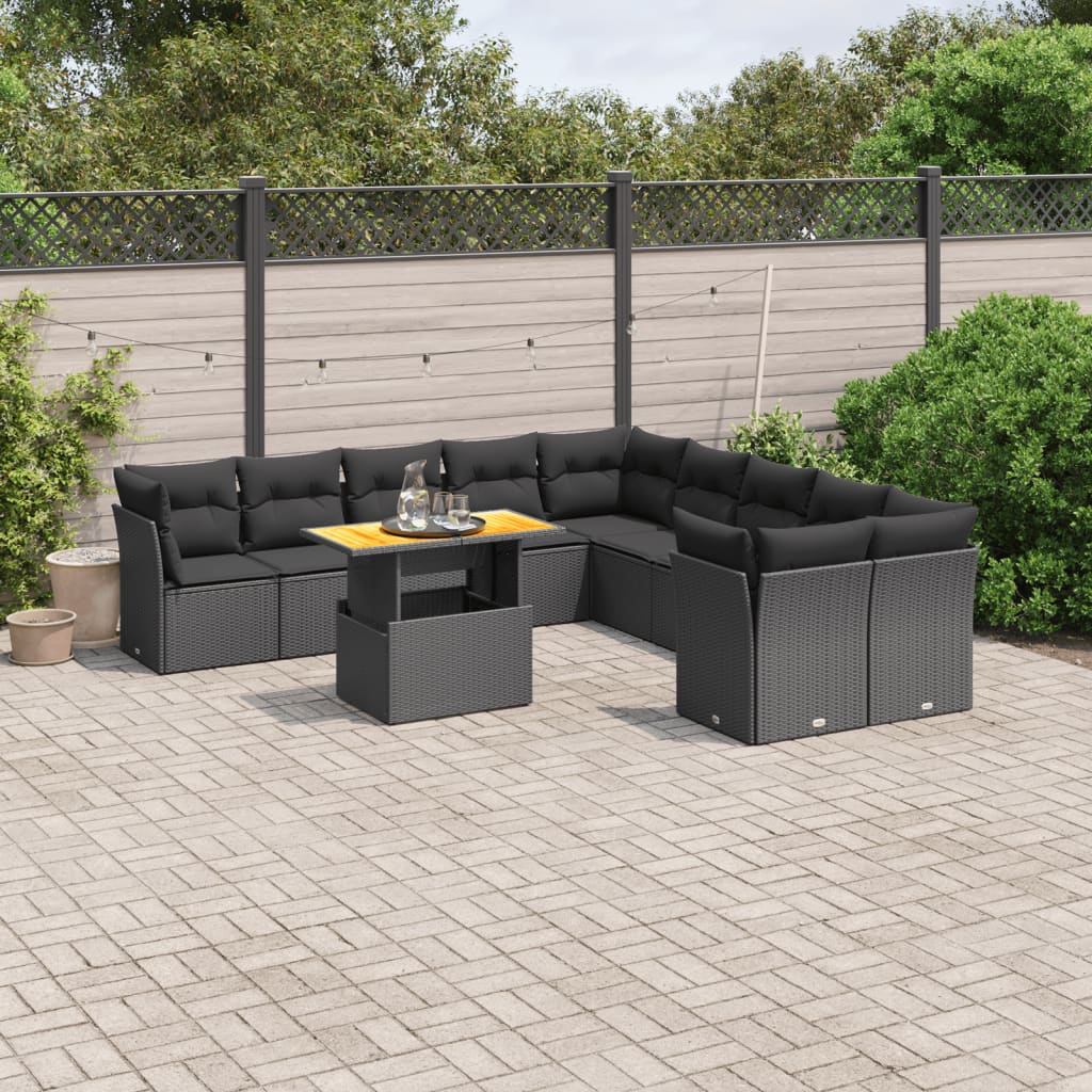 Set Canapele De Grădină Cu Perne, 11 Piese, , Poliratan