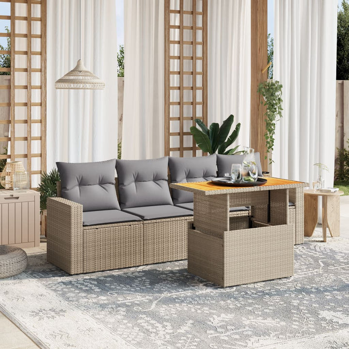 Set Mobilier De Grădină Cu Perne, 5 Piese, Negru, Poliratan