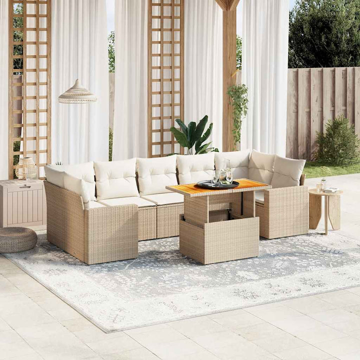 Set Mobilier De Grădină Cu Perne, 8 Piese, Negru, Poliratan