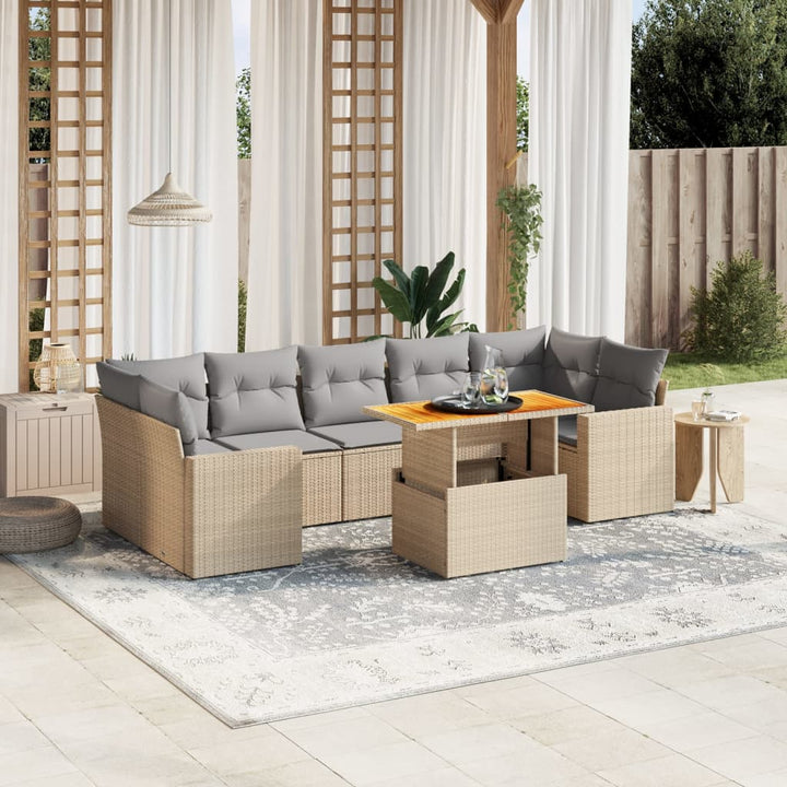 Set Mobilier De Grădină Cu Perne, 8 Piese, Negru, Poliratan
