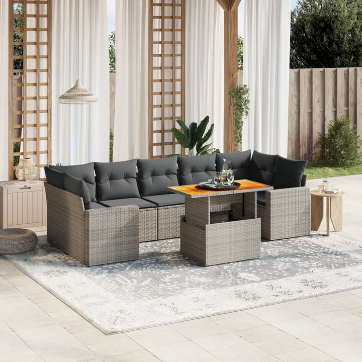 Set Mobilier De Grădină Cu Perne, 8 Piese, Negru, Poliratan