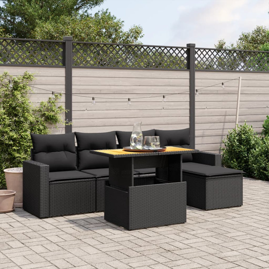Set Mobilier De Grădină Cu Perne, 6 Piese, , Poliratan