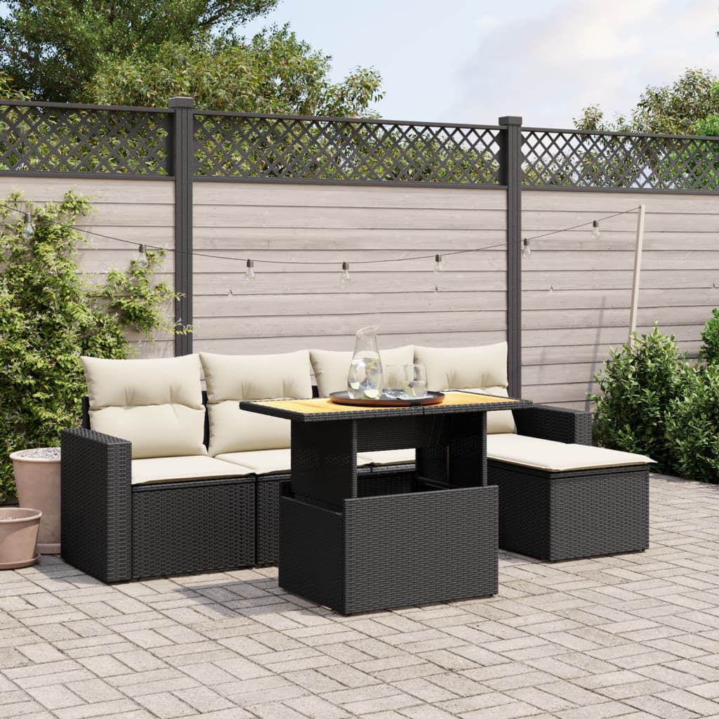 Set Mobilier De Grădină Cu Perne, 6 Piese, , Poliratan