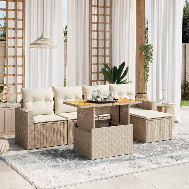 Set Mobilier De Grădină Cu Perne, 6 Piese, , Poliratan