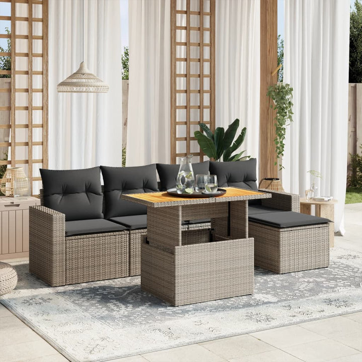 Set Mobilier De Grădină Cu Perne, 6 Piese, , Poliratan