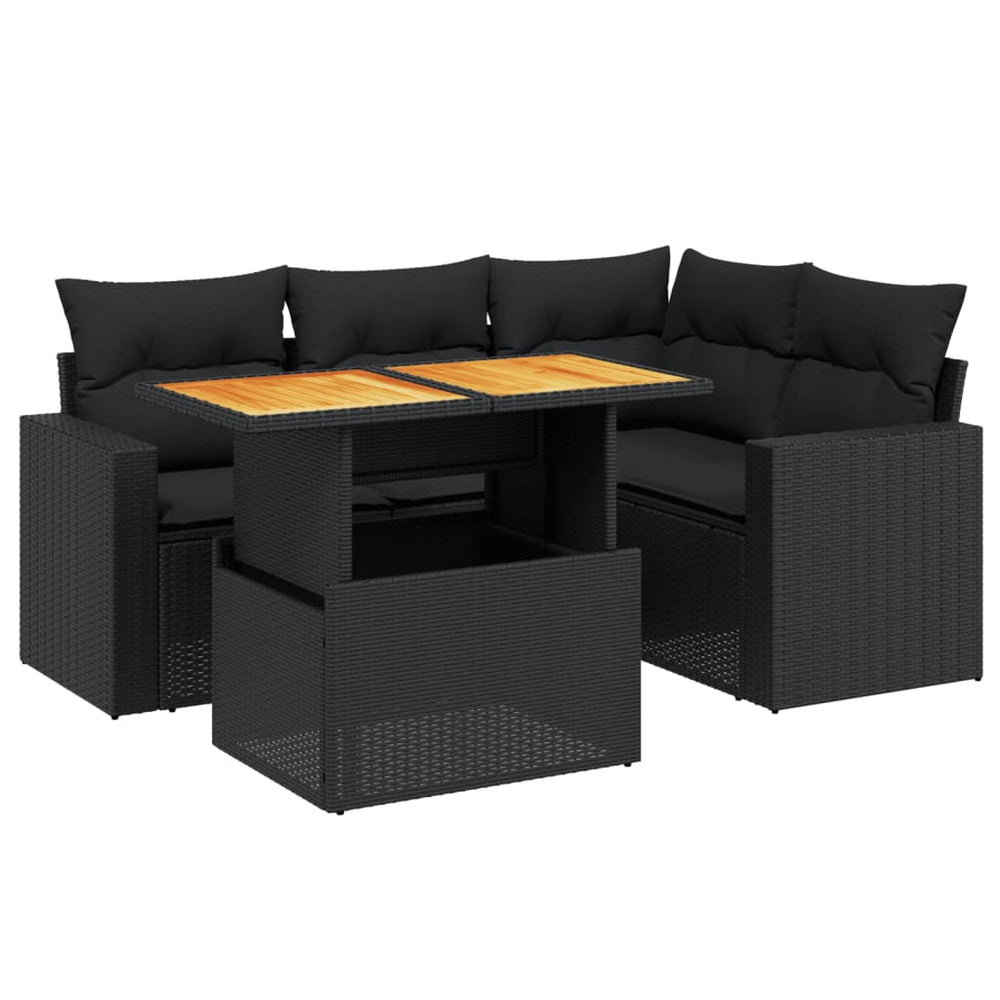 Set Mobilier De Grădină Cu Perne, 5 Piese, , Poliratan