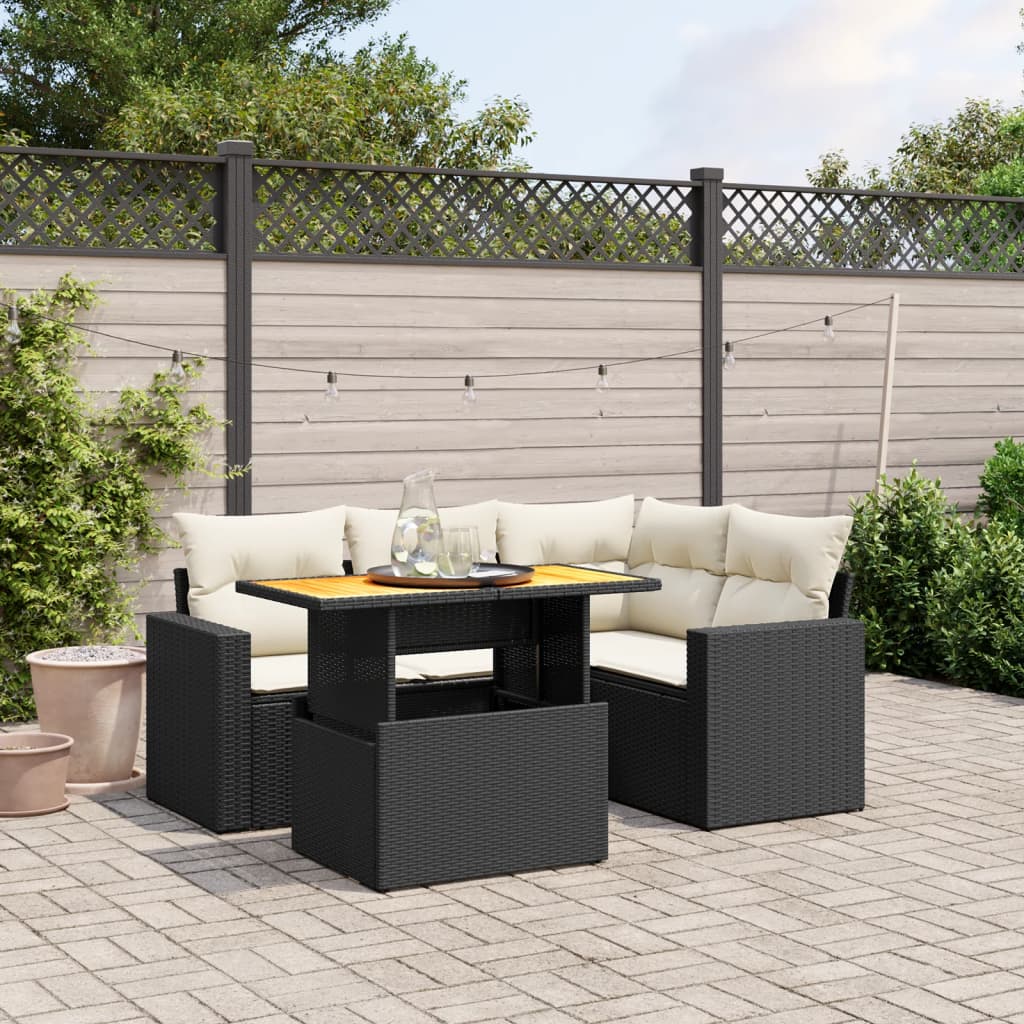 Set Mobilier De Grădină Cu Perne, 5 Piese, , Poliratan