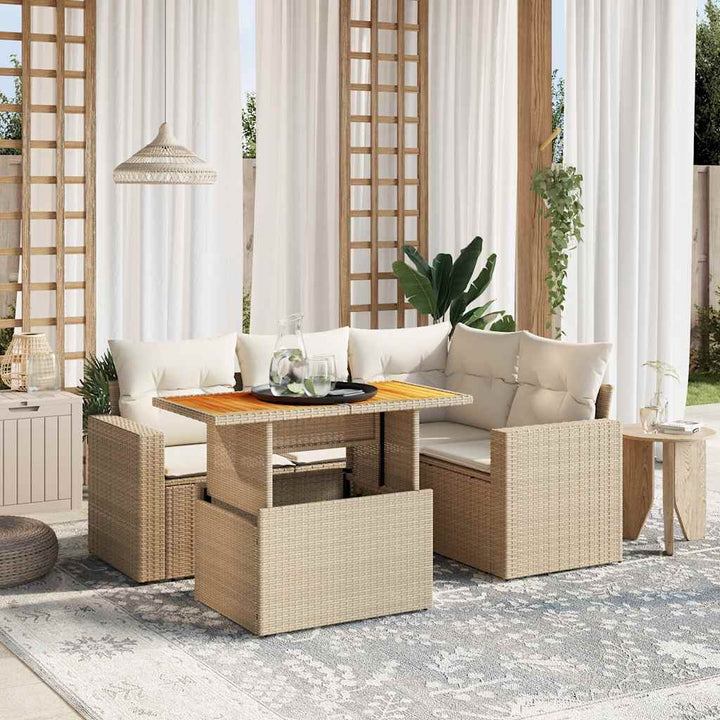 Set Mobilier De Grădină Cu Perne, 5 Piese, , Poliratan