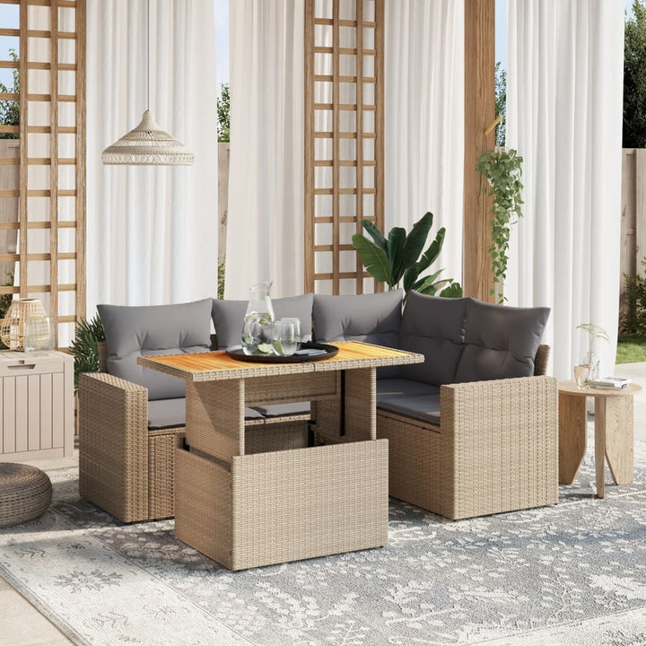 Set Mobilier De Grădină Cu Perne, 5 Piese, , Poliratan