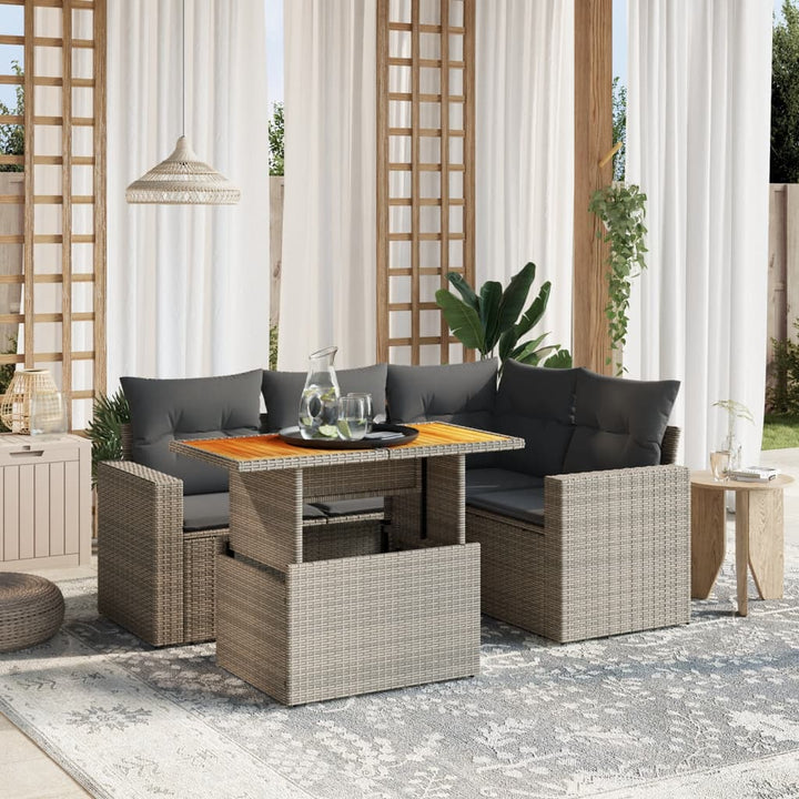 Set Mobilier De Grădină Cu Perne, 5 Piese, , Poliratan