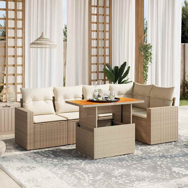 Set Mobilier De Grădină Cu Perne, 6 Piese, Negru, Poliratan