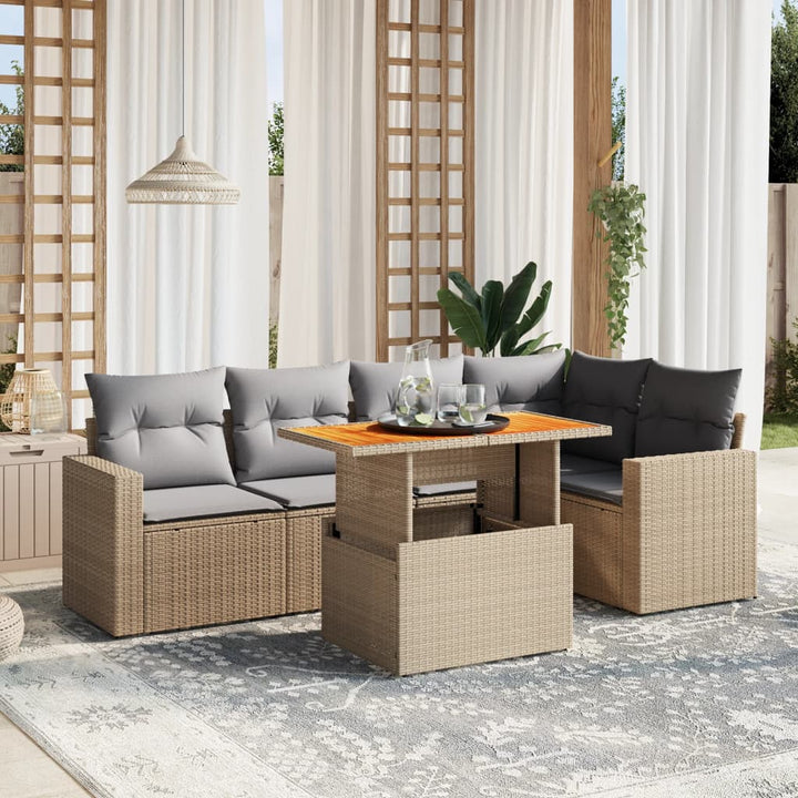 Set Mobilier De Grădină Cu Perne, 6 Piese, Negru, Poliratan