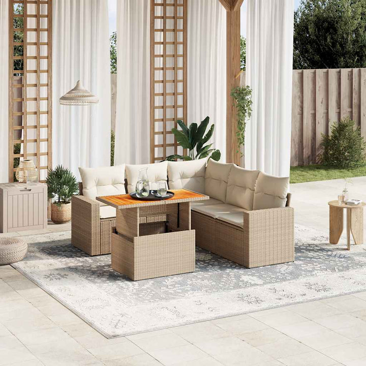 Set Mobilier De Grădină Cu Perne, 6 Piese, Negru, Poliratan