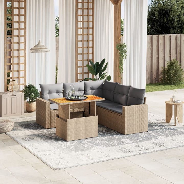 Set Mobilier De Grădină Cu Perne, 6 Piese, Negru, Poliratan