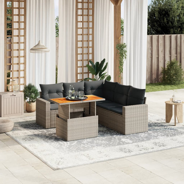 Set Mobilier De Grădină Cu Perne, 6 Piese, Negru, Poliratan