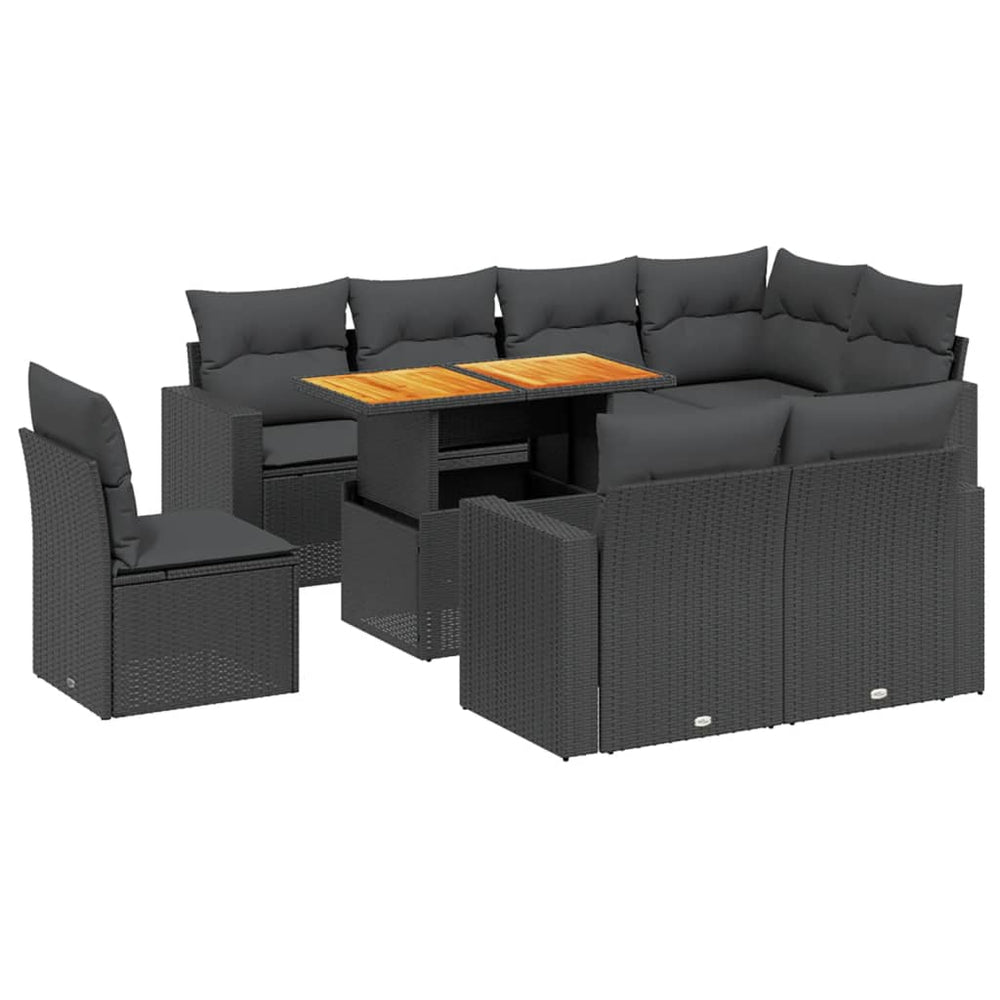 Set Mobilier De Grădină Cu Perne, 9 Piese, , Poliratan