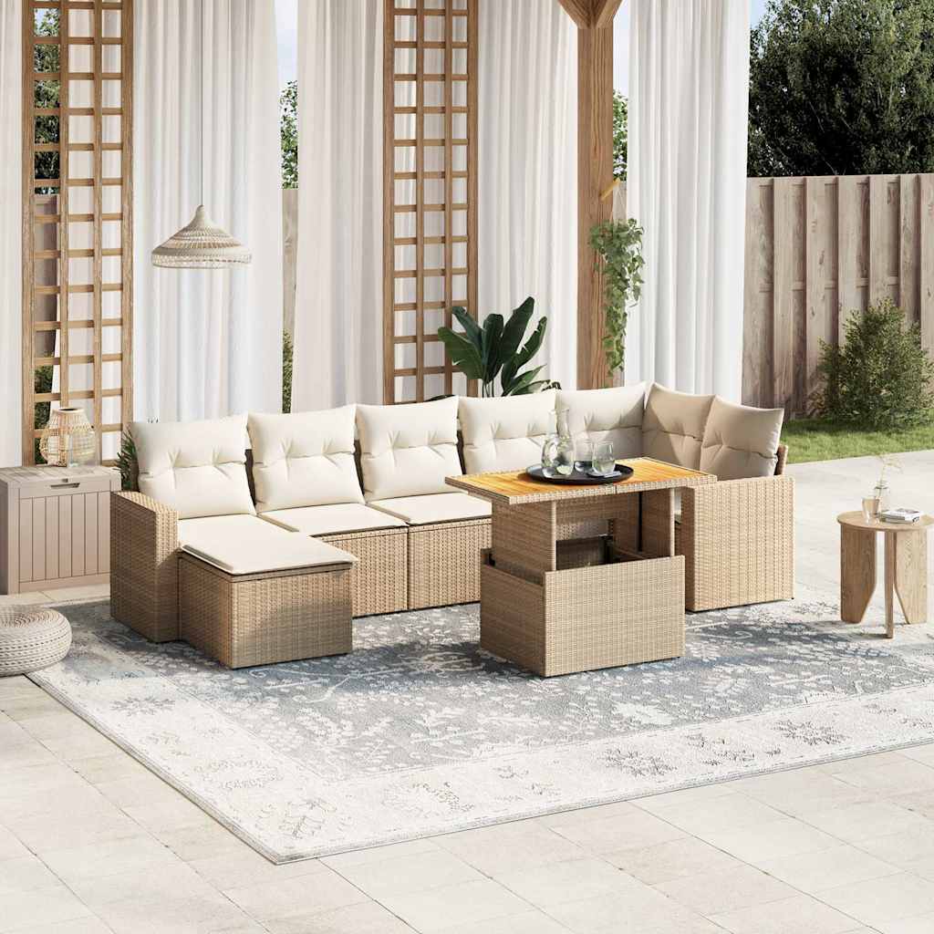 Set Mobilier De Grădină Cu Perne, 8 Piese, Negru, Poliratan