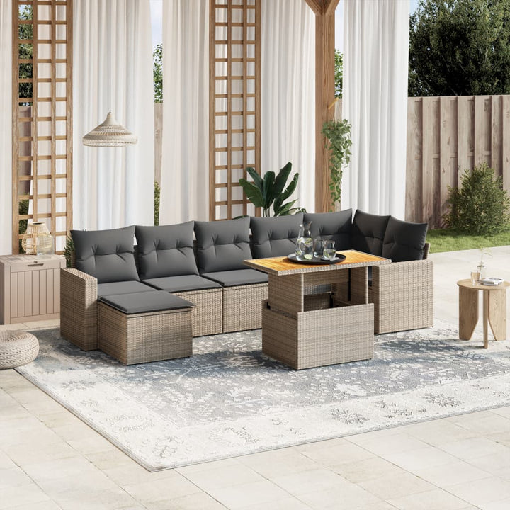 Set Mobilier De Grădină Cu Perne, 8 Piese, Negru, Poliratan