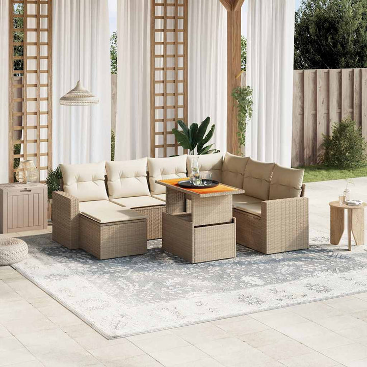 Set Mobilier De Grădină Cu Perne, 8 Piese, Negru, Poliratan
