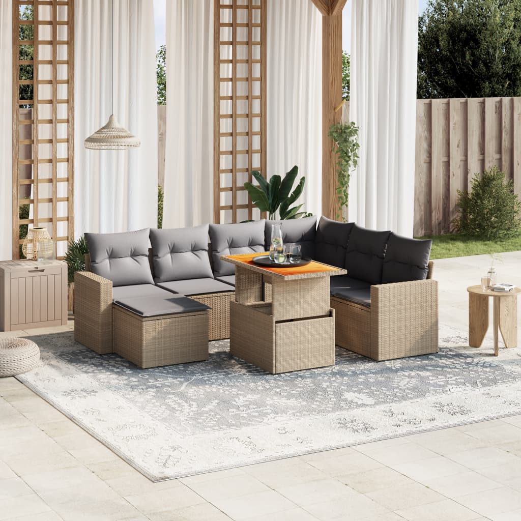Set Mobilier De Grădină Cu Perne, 8 Piese, Negru, Poliratan
