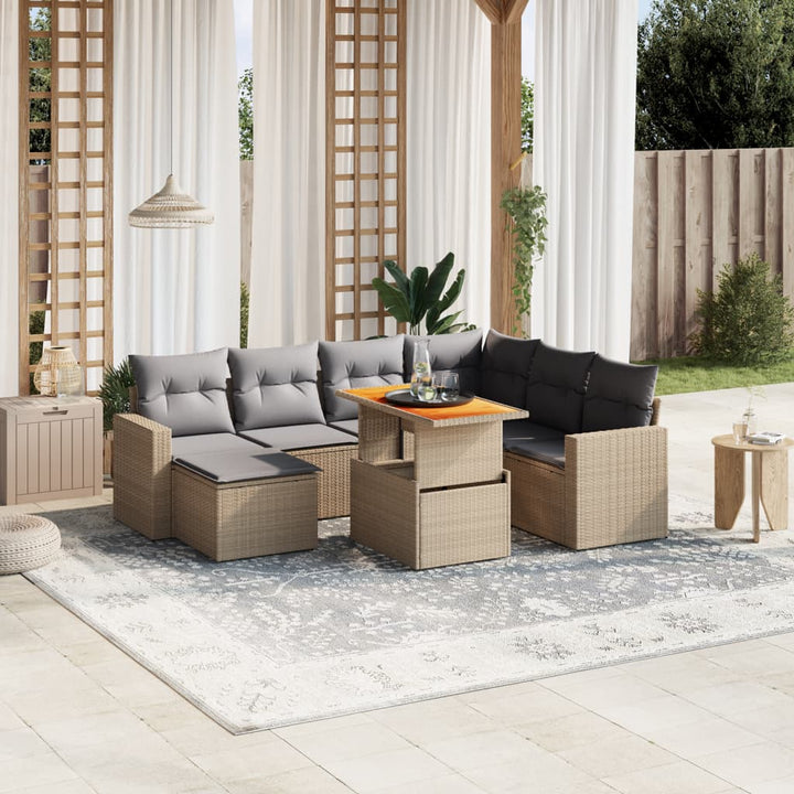 Set Mobilier De Grădină Cu Perne, 8 Piese, Negru, Poliratan