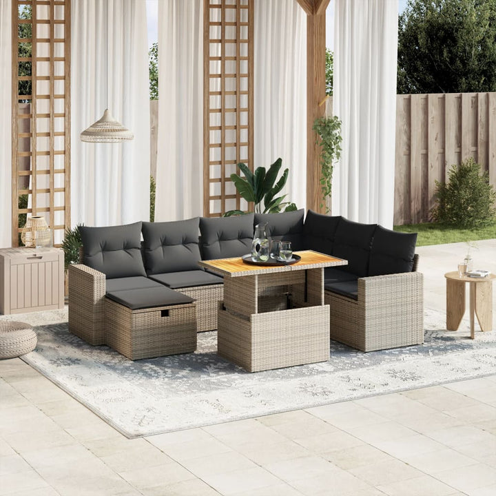 Set Mobilier De Grădină Cu Perne, 8 Piese, Negru, Poliratan