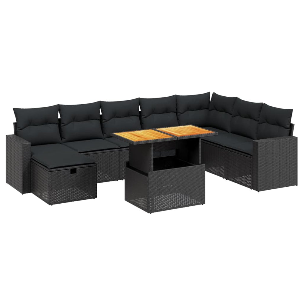 Set Mobilier De Grădină Cu Perne, 9 Piese, , Poliratan