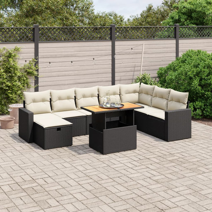 Set Mobilier De Grădină Cu Perne, 9 Piese, , Poliratan