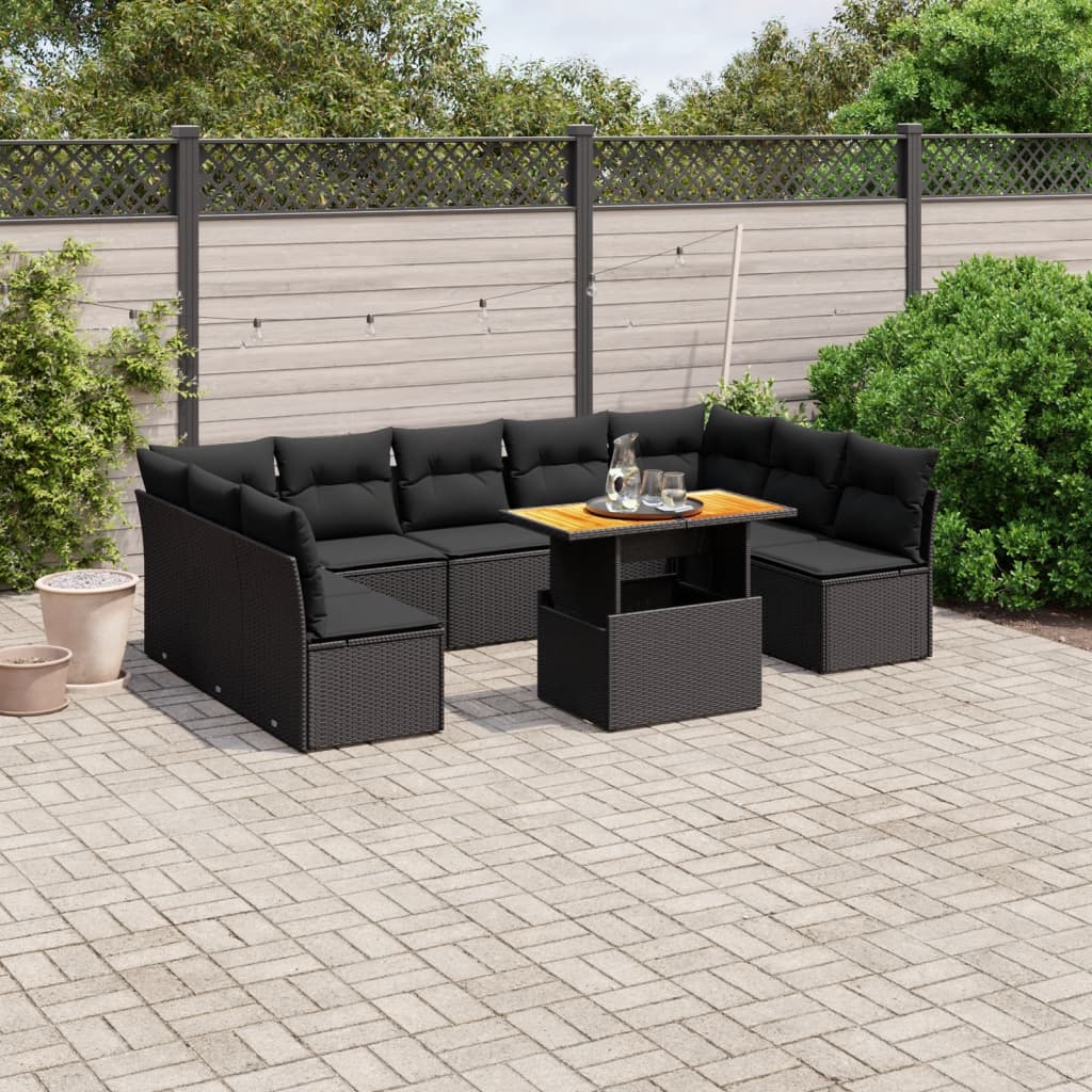 Set Mobilier De Grădină Cu Perne, 10 Piese, Gri, Poliratan